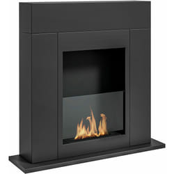 Homcom - Cheminée bioéthanol design contemporain - brûleur 0,9 l - contrôle de flamme inclus - acier noir verre trempé
