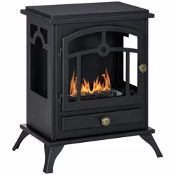 Cheminée bioéthanol sur pied style néo-rétro poêle 1 brûleur 12 L dim. 45L x 28l x 54H cm couverture 20-25 m² acier noir