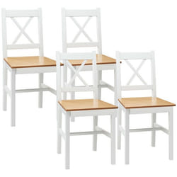 chaises de salle à manger - HOMCOM - Bois de pin - 41x46.5x86cm - Blanc