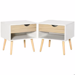 table de chevet - HOMCOM - Panneau de particules classe E1 - 50x39x51cm - Bois de chêne Blanc
