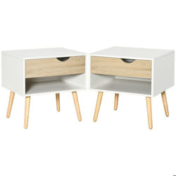 table de chevet - HOMCOM - Panneau de particules classe E1 - 50x39x51cm - Bois de chêne Blanc