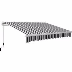 Outsunny - Store banne manuel rétractable alu. polyester imperméabilisé haute densité 4 x 2,5 m bleu blanc rayé