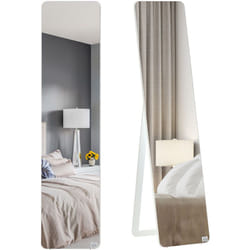 Homcom - Miroir sur pied et mural rectangulaire dim. 37L x 43l x 156H cm verre mdf blanc