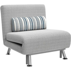 Fauteuil convertible 3 en 1 chauffeuse lit 1 place avec coussin gris