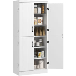 Armoire de cuisine buffet de salle à manger avec 4 portes 6 étagères de rangement style moderne 76 x 40 x 177 cm blanc