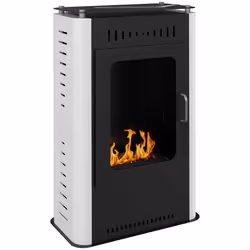 Cheminée bioéthanol design contemporain - étagère - brûleur 12 L - contrôle de flamme et manche inclus - acier noir blanc
