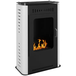 Cheminée bioéthanol design contemporain - étagère - brûleur 12 L - contrôle de flamme et manche inclus - acier noir blanc