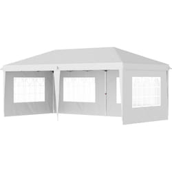 Outsunny - Tonnelle pop up pliante - barnum pliable - 4 cotés démontables - 4 fenêtres - acier oxford haute densité blanc