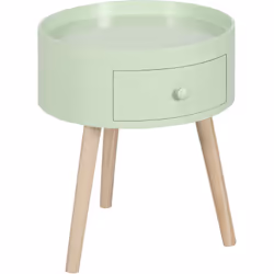 Description générale Redorez votre décoration en intégrant cette sublime table de nuit ronde style scandinave bicolore chêne  ...