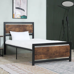 Homcom - Lit simple design industriel - tête de lit, pied de lit et sommier - dim. 195L x 97l x 103H cm - compatible matelas 190L x 90l cm - acier