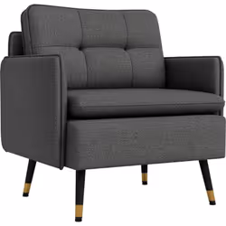 Grâce à son style art-déco mélant l'élégance du tissu avec dossier effet capitonné associé au métal noir extrémité dorée, ce  ...