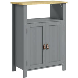 Kleankin - Meuble bas de salle de bain sur pied 2 portes étagère niche plateau aspect bois clair gris