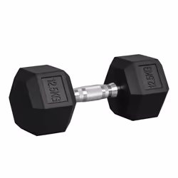 Haltère - HOMCOM - hexagonal - 125 kg - en fonte caoutchouté - pour maison bureau gym à domicile - noir