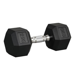 Haltère - HOMCOM - hexagonal - 125 kg - en fonte caoutchouté - pour maison bureau gym à domicile - noir