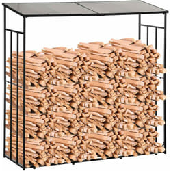Outsunny - Abri-bûches pour bois de chauffage stockage extérieur du bois en métal et polycarbonate 185 x 67 x 185 cm noir