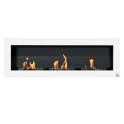 Cheminée bioéthanol - HOMCOM - murale encastrable 3 brûleurs 3 L durée 3 h - acier inox - 120x15x40cm - blanc