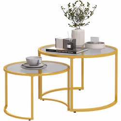 Description générale Ce superbe lot de 2 tables basses gigognes rondes style art déco apportera une touche d'élégance à votre ...