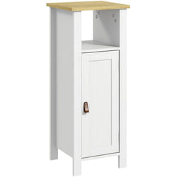 Kleankin - Meuble bas de salle de bain sur pied porte 2 étagères niche plateau aspect bois clair blanc