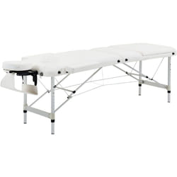 Homcom - Table de massage pliable 3 zones hauteur réglable dim. 215L x 60l x 61-84H cm alu. synthétique pvc blanc