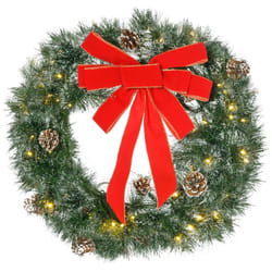 Couronne de Noël artificielle lumineuse - Décoration de Noël LED - Ø 60 cm 50 LED blanc chaud - décoration incluse