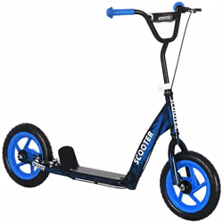 Trottinette patinette enfant à partir de 6 ans roues 30 cm guidon réglable poignée frein et béquille acier bleu