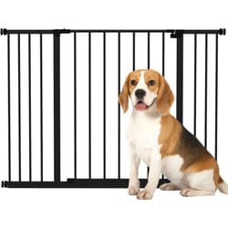 Pawhut - Barrière de sécurité longueur réglable dim. 76-107l x 76H cm sans perçage métal plastique noir