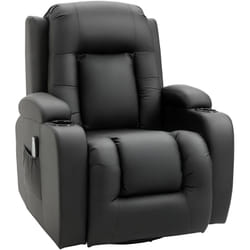 Homcom - Fauteuil de massage et relaxation électrique chauffant inclinable manuellement repose-pied télécommande noir
