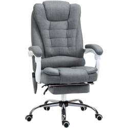 Fauteuil de bureau direction massant chauffant hauteur réglable dossier inclinable tissu gris