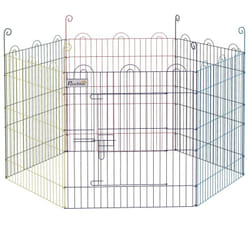 Parc enclos modulable pour chien animaux porte verrouillable 6 panneaux dim. panneau 59L x 60H cm métal multicolore