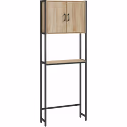 Ce superbe meuble WC aspect bois de chêne clair avec structure acier noir ajoutera une touche industrielle très tendance à vo ...