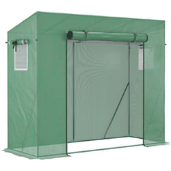 Outsunny - Serre de jardin balcon 1,54 m² - porte zippée enroulable, 2 fenêtres moustiquaires - acier pe haute densité anti-UV vert