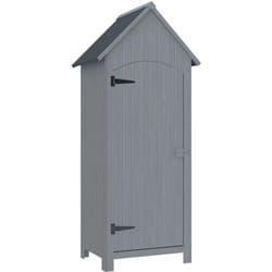 Outsunny - Armoire abri de jardin remise pour outils 3 étagères porte loquet toit pente bitumé dim. 77L x 54l x 179H cm bois sapin pré-huilé gris