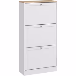Ce joli meuble à chaussures sera idéal dans votre entrée, dressing, etc. Disposant de 3 portes abattantes à double compartime ...