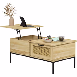 Description générale Cette jolie table basse au style bohème chic, avec son aspect bois naturel et son cannage rotin, apporte ...
