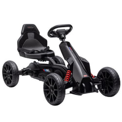 Kart à pédales enfant Go kart Formule 1 Racing aileron avant carter chaine fermé siège réglable avec ceinture noir