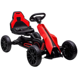 Kart à pédales enfant Go kart Formule 1 Racing aileron avant carter chaine fermé siège réglable avec ceinture rouge