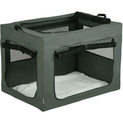 Sac de transport pliable pour chien chat - 2 poignées, 3 portes - dim. 89L x 62l x 62H cm - acier polyester gris