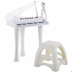 AIYAPLAY Piano enfant électronique clavier de piano 32 touches multifonctions couvercle lumineux LED blanc