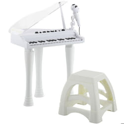 AIYAPLAY Piano enfant électronique clavier de piano 32 touches multifonctions couvercle lumineux LED blanc