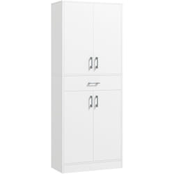 Buffet haut de cuisine blanc mat style contemporain - 4 portes, 2 étagères réglables, tiroir coulissant