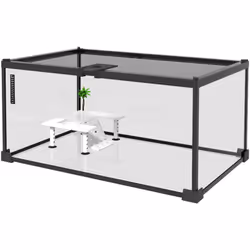 Pawhut - Terrarium en verre - vivarium reptiles & batraciens - habitat tortue - couvercle grillagé coulissant verrouillable - accessoires,