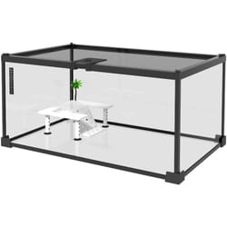 Pawhut - Terrarium en verre - vivarium reptiles & batraciens - habitat tortue - couvercle grillagé coulissant verrouillable - accessoires,