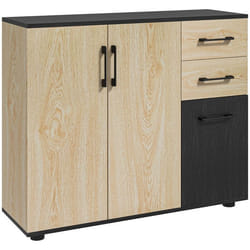Buffet salon meuble de rangement - HOMCOM - 3 portes 2 tiroirs étagère réglable moderne salle à manger - bois - 90x30x755cm - noir