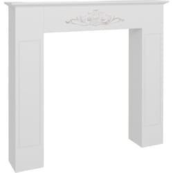 Manteau de cheminée style baroque - dim. 101L x 19l x 100H cm - bois de sapin blanc effet vieilli