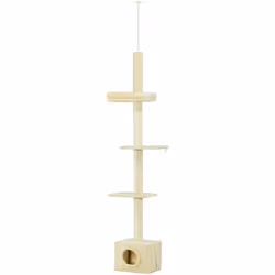 Satisfaisez les instincts naturels de votre chat en toute sécurité avec cet arbre à chat du sol au plafond de PawHut ! Cet ar ...