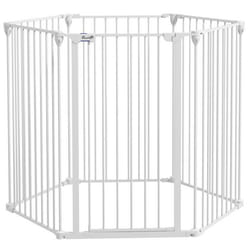 PawHut - Barrière de Sécurité pour Animaux - Acier - 123x102x100cm - Blanc