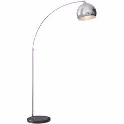 Ce splendide lampadaire arc design néo-rétro avec pied marbre noir et mât, abat-jour, globe en métal chromé apporte stabilité ...