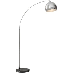 Homcom - Lampadaire arc - lampadaire arceau courbé design - pied marbre noir mât abat-jour globe métal chromé