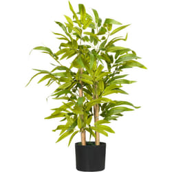 Homcom - Bambou artificiel h. 60 cm feuilles denses réalistes pot inclus noir avec lichen vert