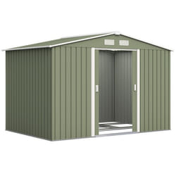 Abri de jardin - Outsunny - 54m² - kit de fondation porte coulissante verrouillables 4 aérations - 277x195x192cm - vert clair